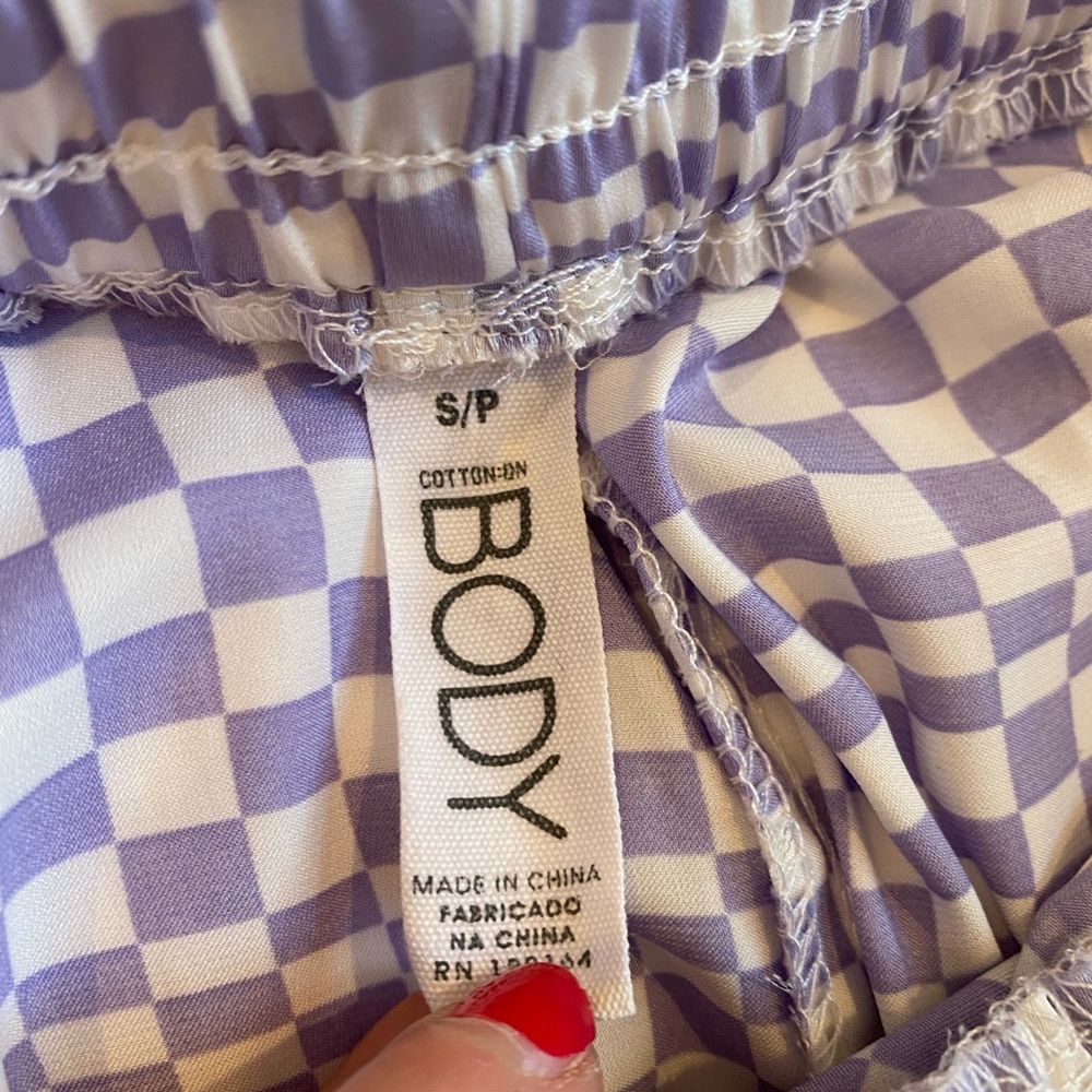 Mauve & white checked flowy pyjamas - Picture 7 of 10